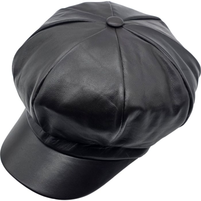 Classic Leather Newsboy Cap