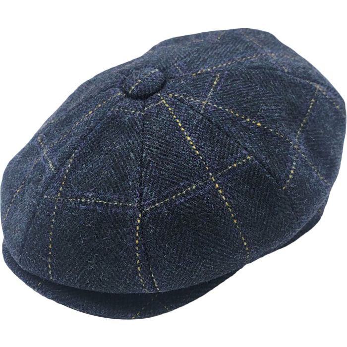 Checked Herringbone Newsboy Cap
