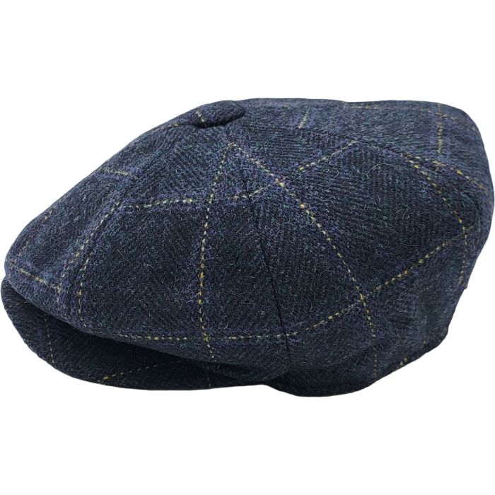 Checked Herringbone Newsboy Cap