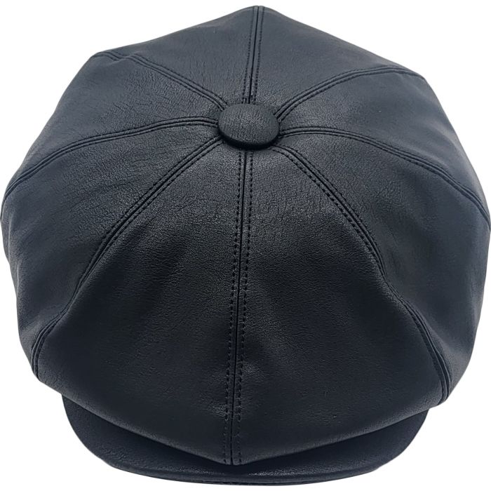 Classic Faux Leather Newsboy Cap