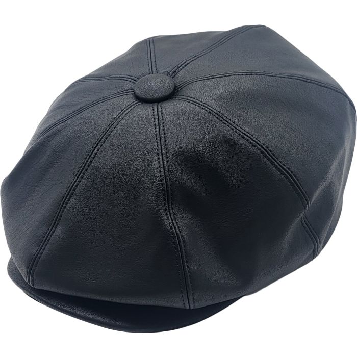 Classic Faux Leather Newsboy Cap