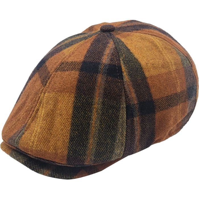 Checked 6-Panel Flat Cap