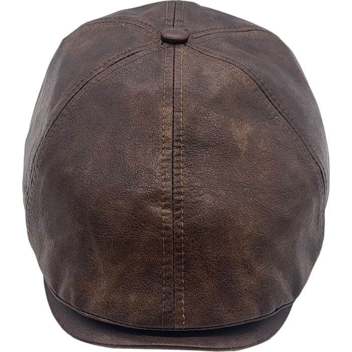 Faux Leather 6-Panel Flat Cap