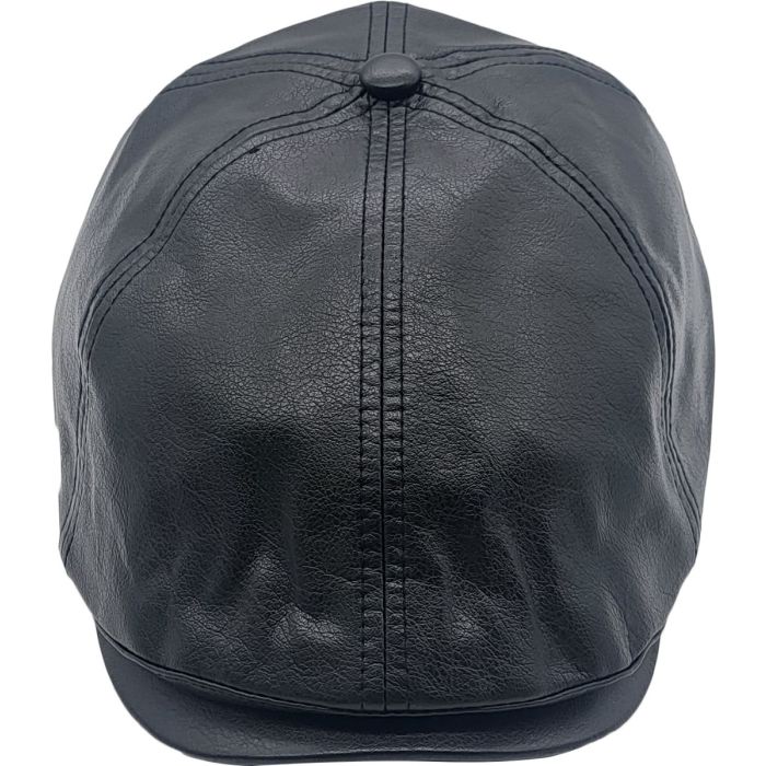 Faux Leather 6-Panel Flat Cap