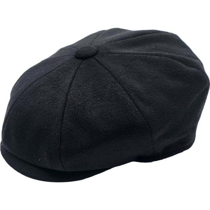 Black Cashmere-Blend Wool Newsboy Cap
