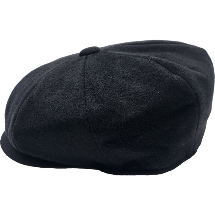 Black Cashmere-Blend Wool Newsboy Cap