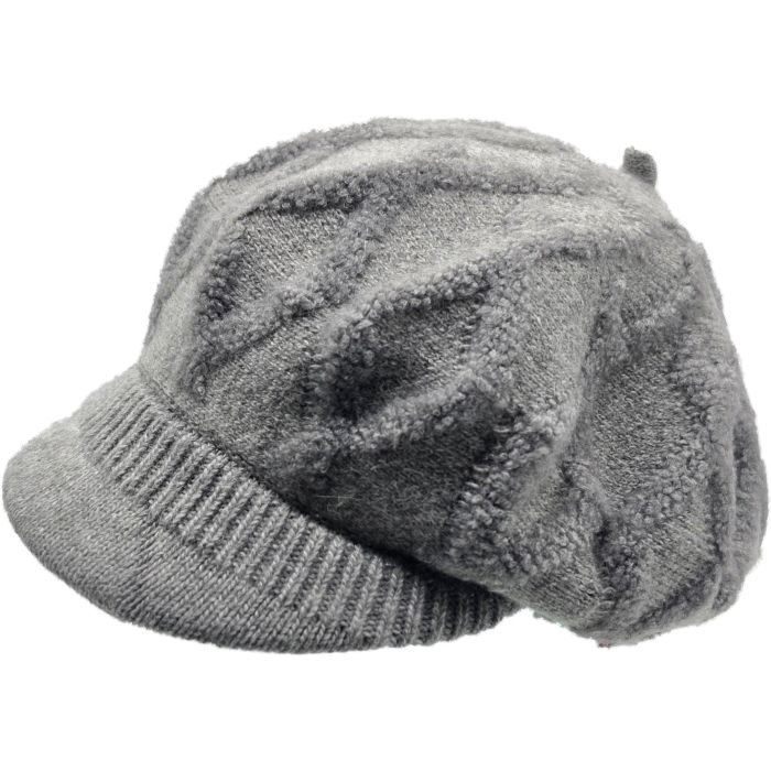 Rabbit Fur Blend Womens Newsboy Cap