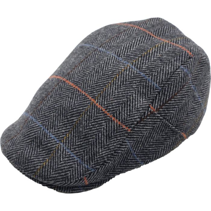Adjustable Checked Herringbone Pattern Flat Cap 