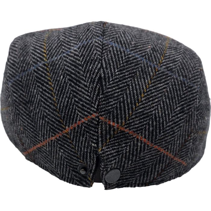 Adjustable Checked Herringbone Pattern Flat Cap 