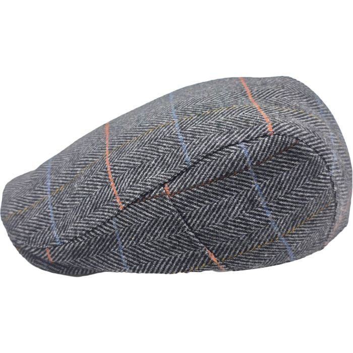 Adjustable Checked Herringbone Pattern Flat Cap 