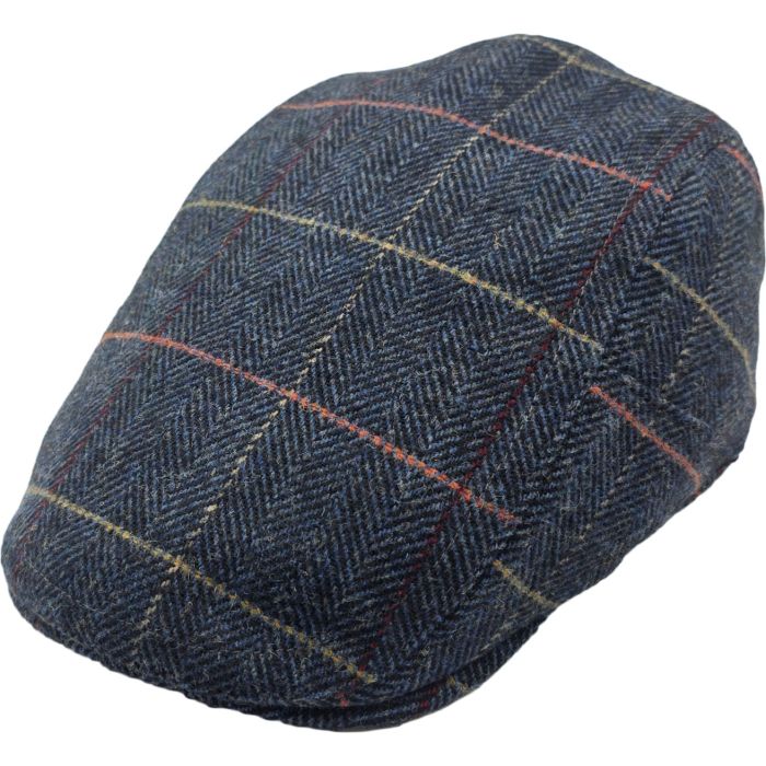 Adjustable Checked Herringbone Pattern Flat Cap 