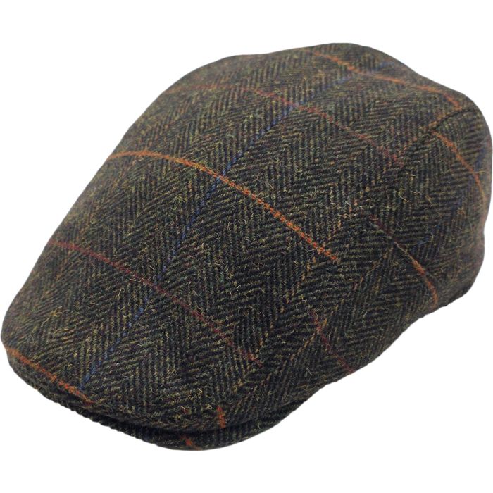 Kids Adjustable Checked Herringbone Flat Cap