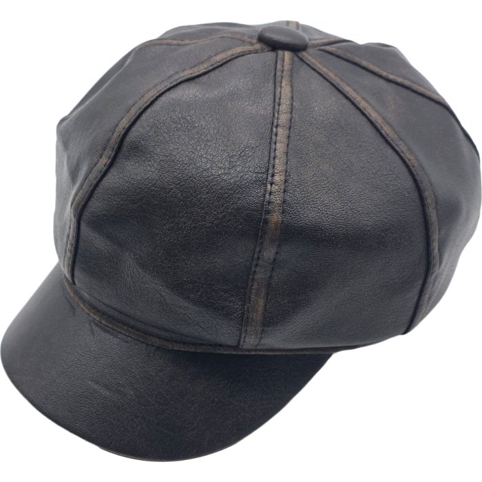 Women’s Faux Leather Newsboy Cap