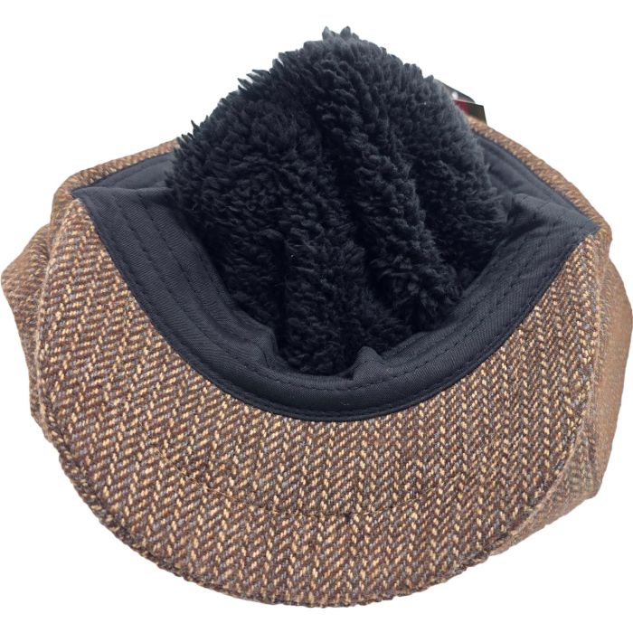 Herringbone Newsboy Cap with Fleece Lining
