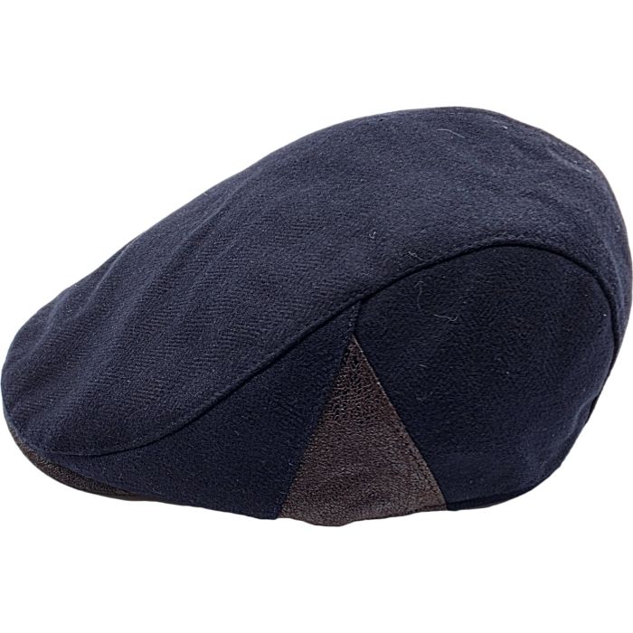 Plain Newsboy Cap with Faux Leather Peak