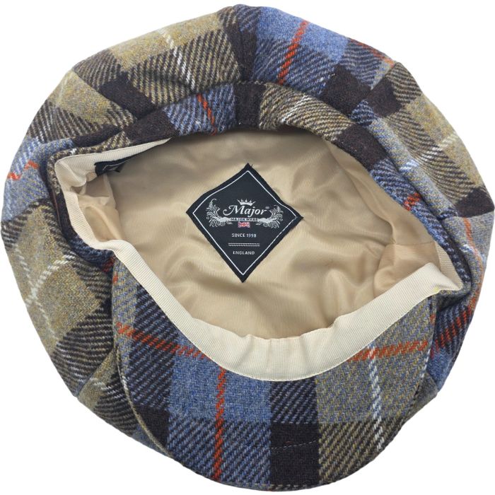 100% Wool Check Pattern One Size Newsboy Cap