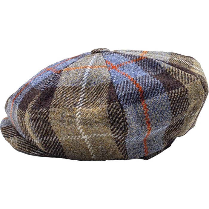 100% Wool Check Pattern One Size Newsboy Cap