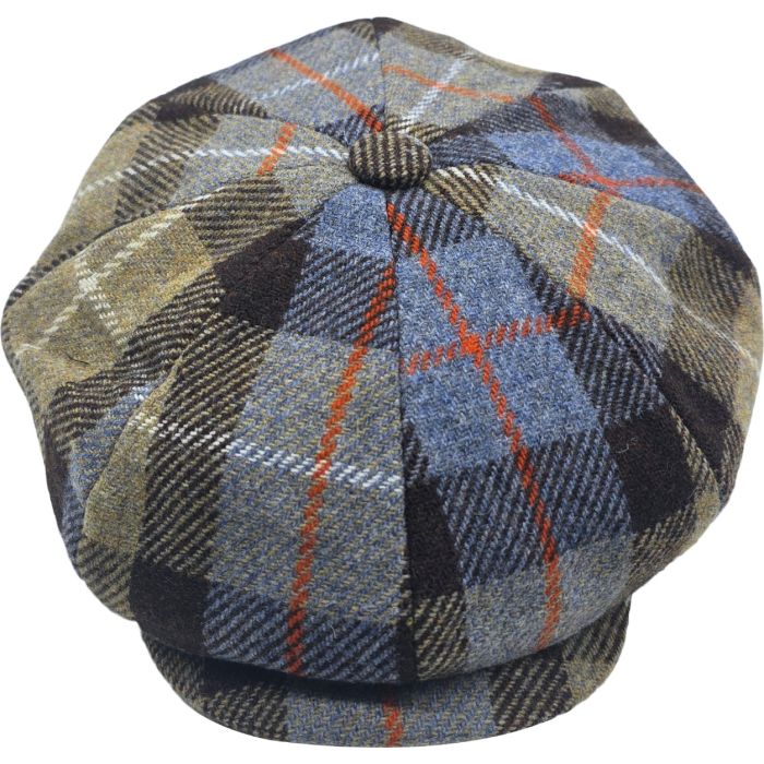 100% Wool Check Pattern One Size Newsboy Cap