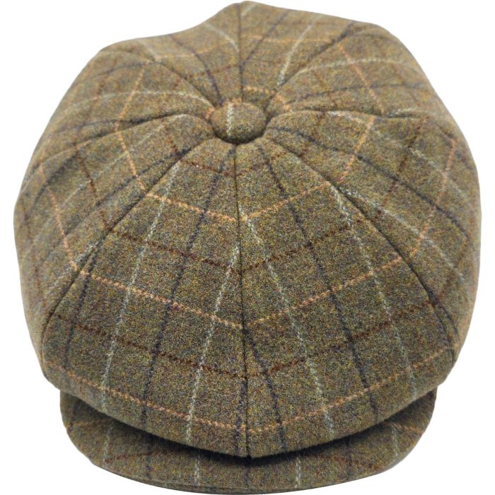 Classic Olive Check Newsboy Cap