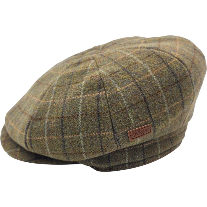 Classic Olive Check Newsboy Cap