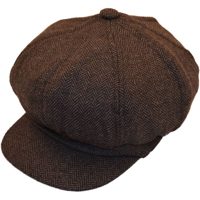 Woolly Herringbone Newsboy Cap