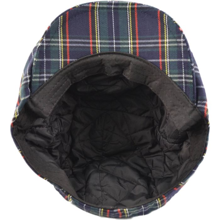 Scottish Tartan Pompom Flat Cap