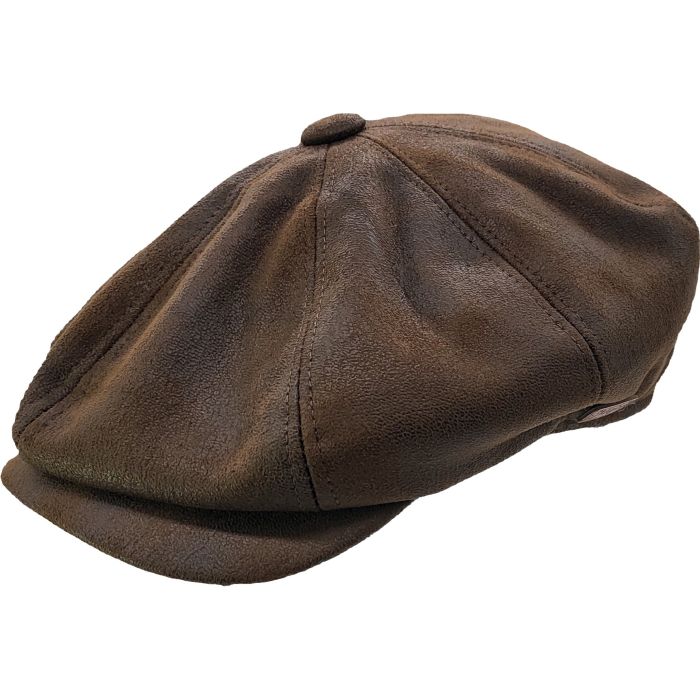 Classic Faux Leather Newsboy Cap