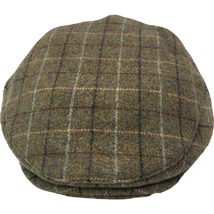 Classic Wool Olive Check Flat Cap
