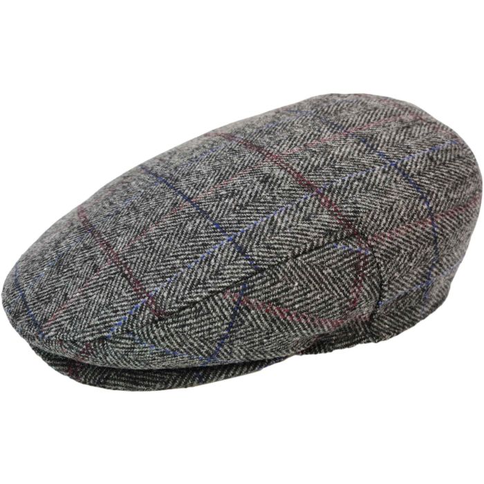 Kids Grey Checked Flat Cap