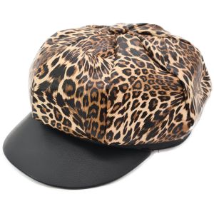 Womens Leopard Newsboy Cap