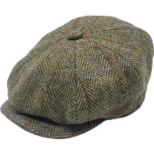 Checked Herringbone Newsboy Cap