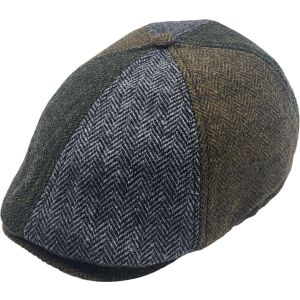 Herringbone Patchwork 6-Panel Flat Cap