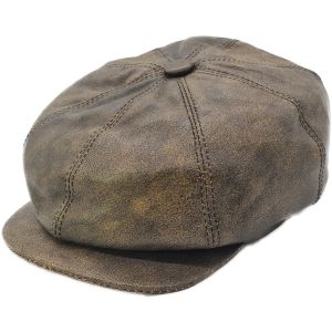 Genuine Leather Newsboy Cap