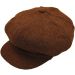 Woolly Herringbone Newsboy Cap - Brown