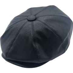 Classic Faux Leather Newsboy Cap