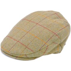 100% Wool Overcheck Twill Tweed Flat Cap